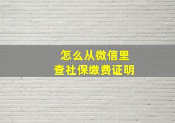 怎么从微信里查社保缴费证明