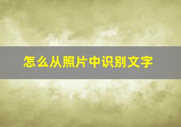 怎么从照片中识别文字