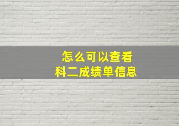 怎么可以查看科二成绩单信息