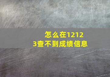 怎么在12123查不到成绩信息