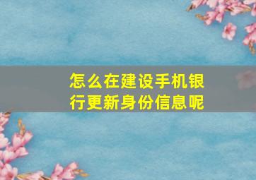 怎么在建设手机银行更新身份信息呢