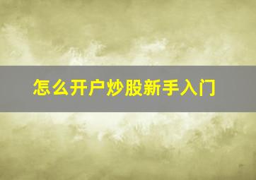 怎么开户炒股新手入门