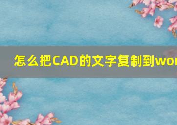 怎么把CAD的文字复制到word