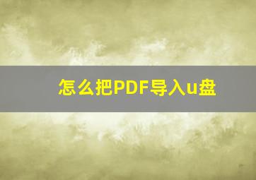 怎么把PDF导入u盘