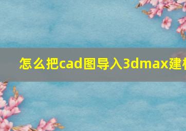 怎么把cad图导入3dmax建模