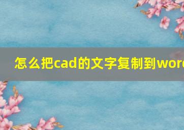 怎么把cad的文字复制到word