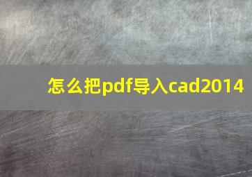 怎么把pdf导入cad2014