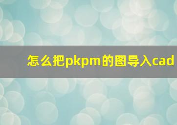 怎么把pkpm的图导入cad