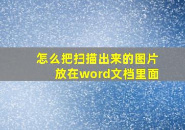 怎么把扫描出来的图片放在word文档里面