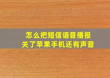 怎么把短信语音播报关了苹果手机还有声音