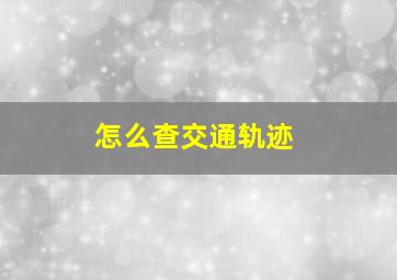 怎么查交通轨迹