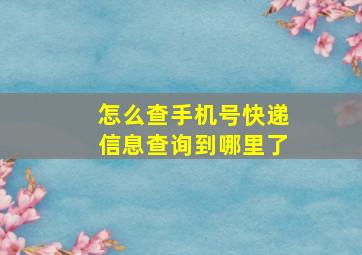 怎么查手机号快递信息查询到哪里了