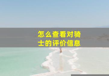 怎么查看对骑士的评价信息