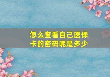 怎么查看自己医保卡的密码呢是多少