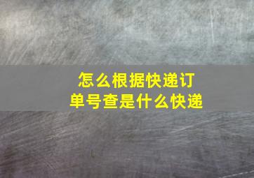 怎么根据快递订单号查是什么快递