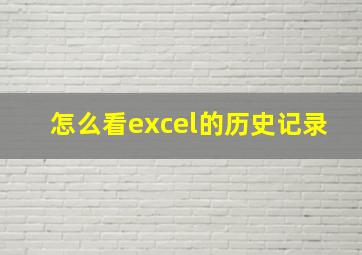 怎么看excel的历史记录