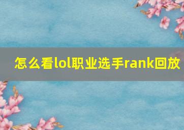 怎么看lol职业选手rank回放