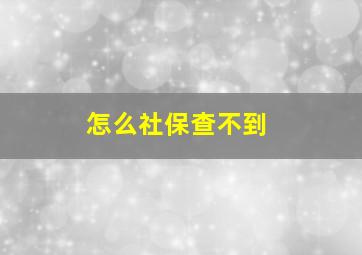 怎么社保查不到