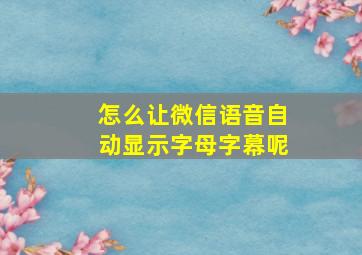 怎么让微信语音自动显示字母字幕呢