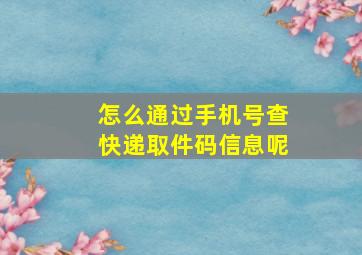 怎么通过手机号查快递取件码信息呢