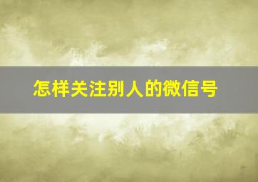 怎样关注别人的微信号