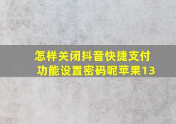 怎样关闭抖音快捷支付功能设置密码呢苹果13