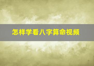 怎样学看八字算命视频