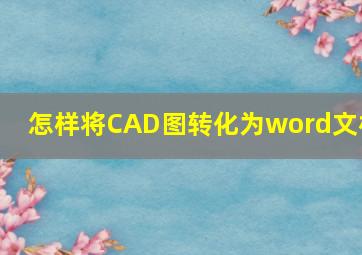 怎样将CAD图转化为word文档