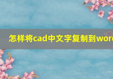 怎样将cad中文字复制到word