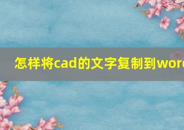 怎样将cad的文字复制到word