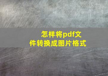 怎样将pdf文件转换成图片格式