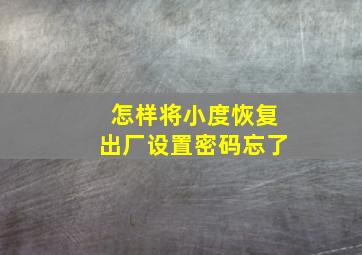 怎样将小度恢复出厂设置密码忘了