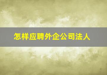 怎样应聘外企公司法人