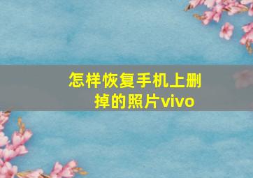 怎样恢复手机上删掉的照片vivo