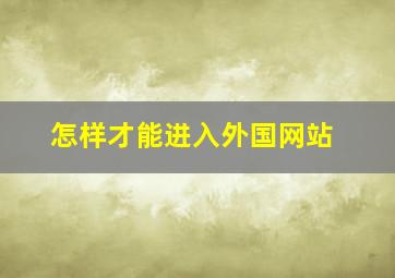 怎样才能进入外国网站