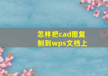 怎样把cad图复制到wps文档上