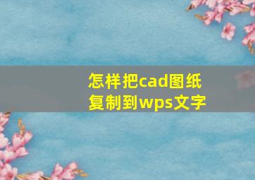 怎样把cad图纸复制到wps文字