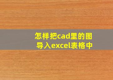 怎样把cad里的图导入excel表格中