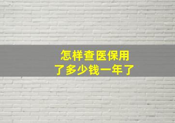 怎样查医保用了多少钱一年了