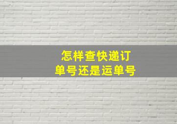 怎样查快递订单号还是运单号