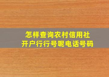 怎样查询农村信用社开户行行号呢电话号码