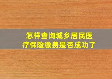 怎样查询城乡居民医疗保险缴费是否成功了