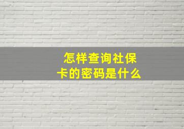 怎样查询社保卡的密码是什么