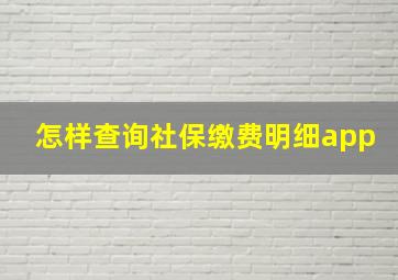 怎样查询社保缴费明细app