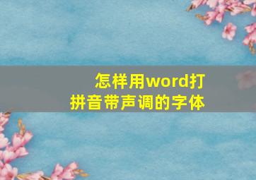 怎样用word打拼音带声调的字体