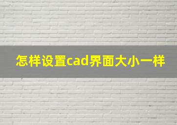 怎样设置cad界面大小一样