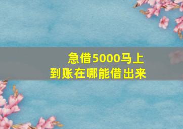 急借5000马上到账在哪能借出来