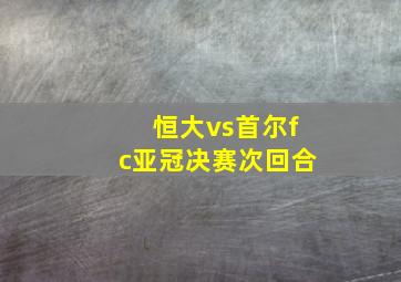 恒大vs首尔fc亚冠决赛次回合