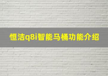 恒洁q8i智能马桶功能介绍