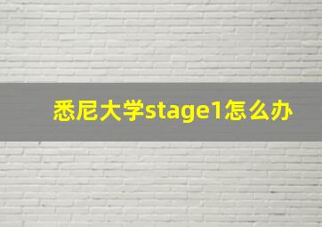 悉尼大学stage1怎么办